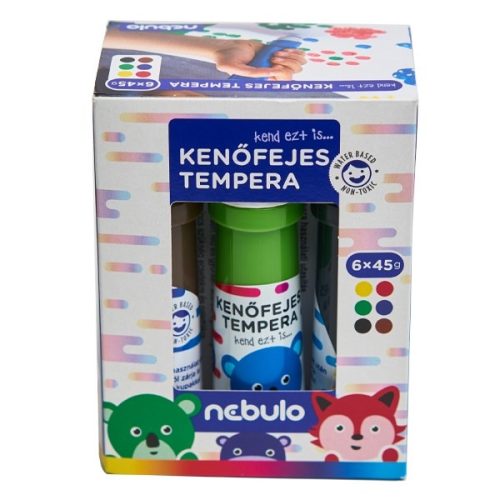 Tempera készlet, 6x45ml, kenőfejes, Nebulo