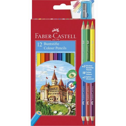 Színes ceruzakészlet 12+3db-os (Bicolor), Faber-Castell