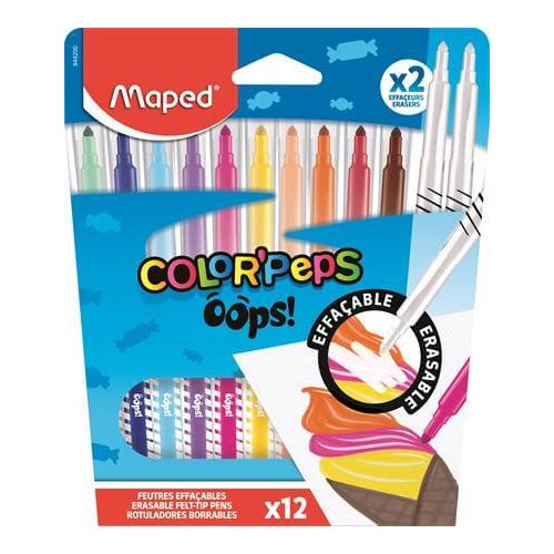 Filctoll készlet 12 db-os, 3,6 mm, törölhető, Maped Color Peps Oops, 10+2