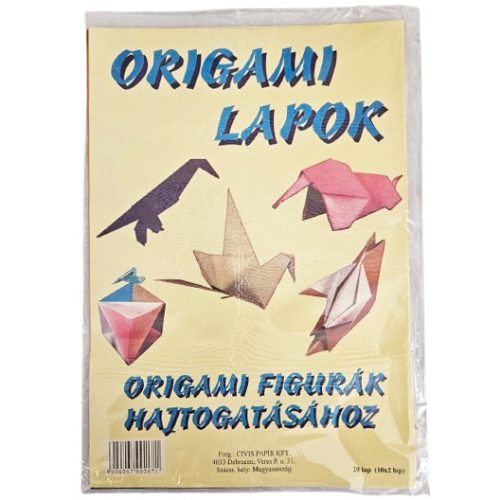 Színes papírok, origami hajtogató lapok A/4, 70g, 20 lap/cs