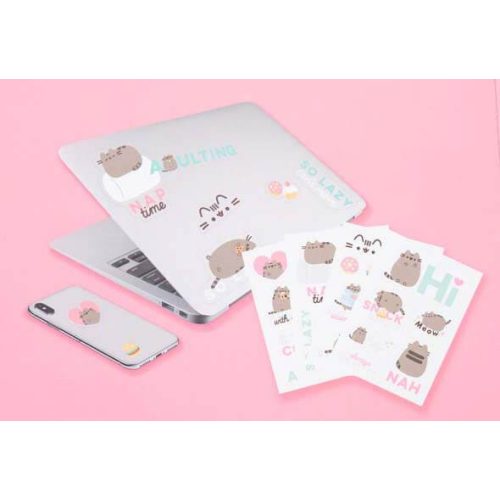 Pusheen cicás matrica, 16 db-os (laptophoz, okostelefonhoz, tablethez)