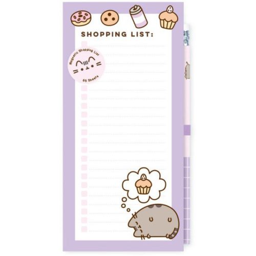 Pusheen cicás notesz, jegyzettömb, 10x21cm, mágneses, Moments, lila