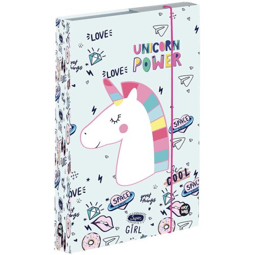 Unikornis füzetbox A/5, jumbo, Unicorn Power, világoskék