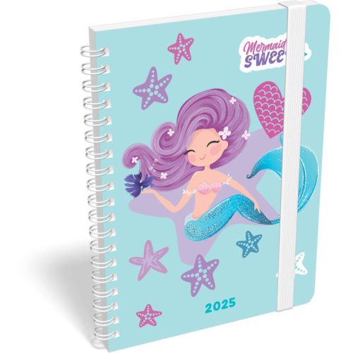 Lizzy Calendar heti tervező, B6, spirál, 2025, Mermaid, Sweet