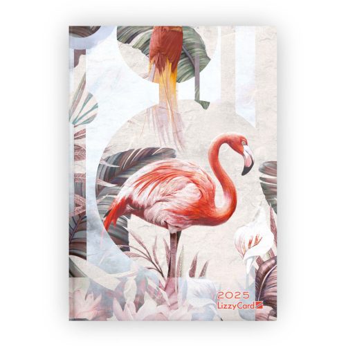 Lizzy Calendar határidőnapló, B6, heti, keményfedeles, 2025, Abstract Flamingo