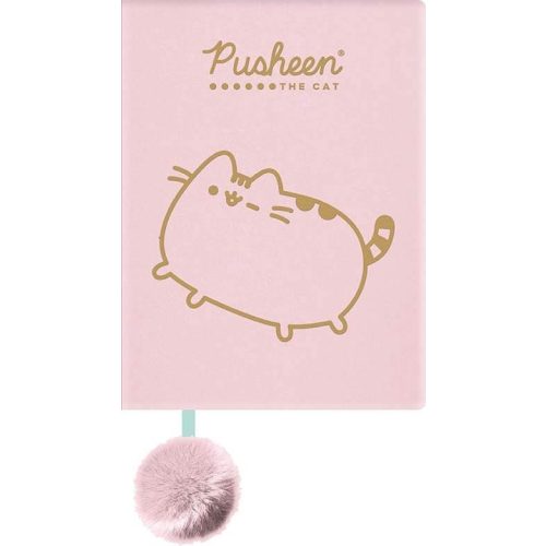 Pusheen cicás napló plüss borítóval, A/5, 96 lapos, vonalas, rózsaszín