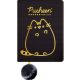 Pusheen cicás napló plüss borítóval, A/5, 96 lapos, vonalas, fekete, Pusheen Gold